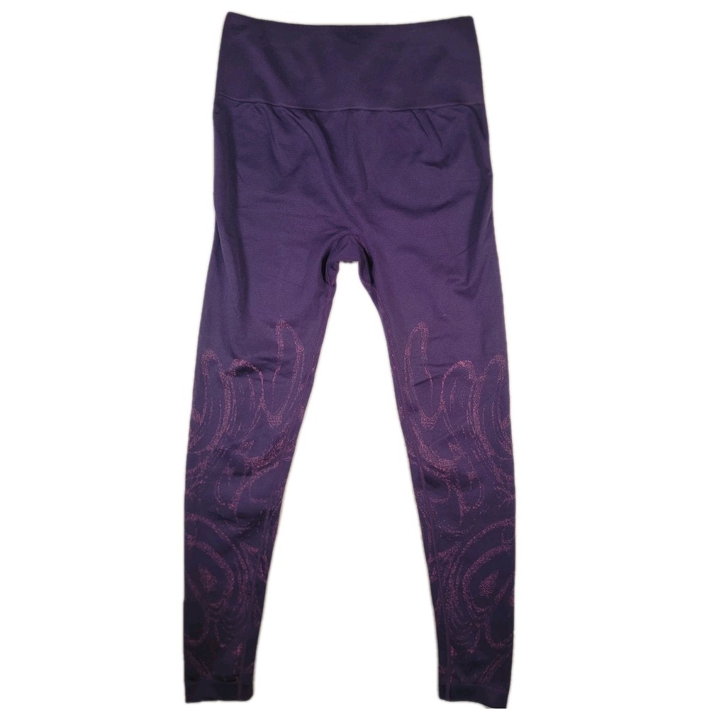 Fabletics High Waisted Seamless‎ Swirl Leggings Purple Pink Jacquard Large L